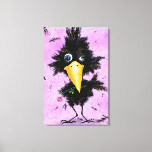 Grappige Canvasprint met Verliefde Kraai Canvas Afdruk