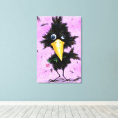 Grappige Canvasprint met Verliefde Kraai Canvas Afdruk (Insitu (Houten vloer))