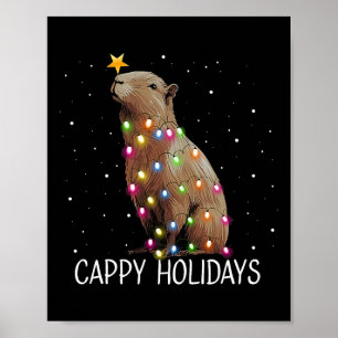 Grappige Cappy Vakantie Kute Capypara Kerst Licht Poster