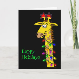 Grappige Capricieuze Kerstmis van de Giraffe met Feestdagen Kaart