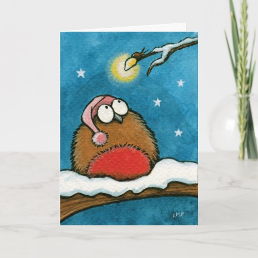 Grappige Capricieuze van Robin en gloed-Insect Feestdagen Kaart (Voorkant)