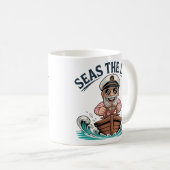 Grappige Captain Design Zeeen de dag nautisch Koffiemok (Voorkant rechts)