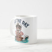 Grappige Captain Design Zeeen de dag nautisch Koffiemok (Voorkant links)