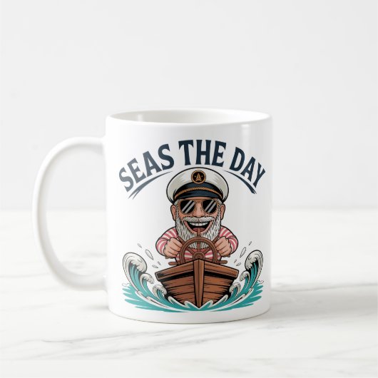 Grappige Captain Design Zeeen de dag nautisch Koffiemok (Links)