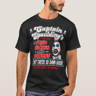 Grappige Captain Spaulding gebakken kip en benzine T-shirt