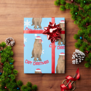 Grappige Capy Kerstmis Capybara Pun Vakantie Cadeaupapier
