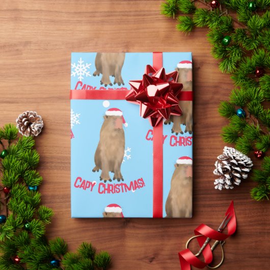Grappige Capy Kerstmis Capybara Pun Vakantie Cadeaupapier (Feestdagen Geschenken)