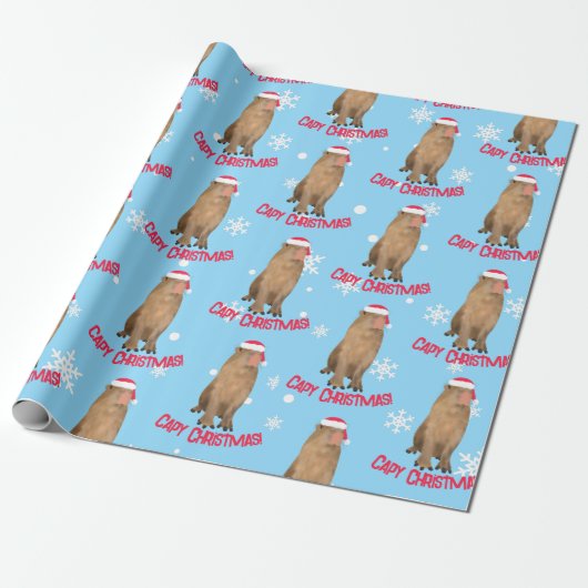Grappige Capy Kerstmis Capybara Pun Vakantie Cadeaupapier (Uitgerold)