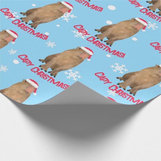 Grappige Capy Kerstmis Capybara Pun Vakantie Cadeaupapier (Hoek)