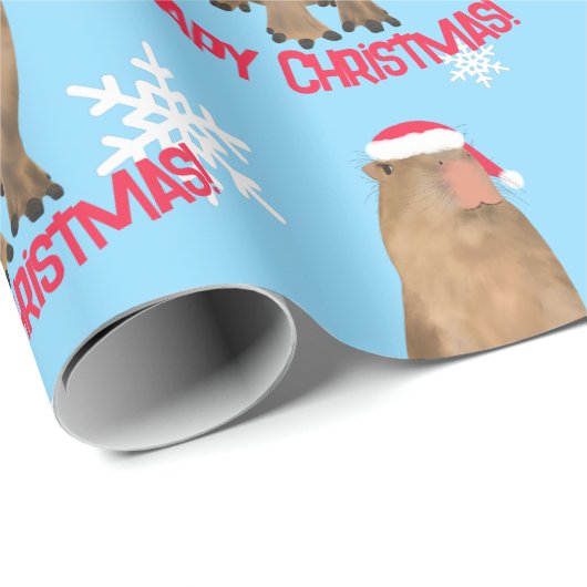 Grappige Capy Kerstmis Capybara Pun Vakantie Cadeaupapier (Rol Hoek)