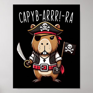 Grappige Capyb-arr-ra Pirate Capybyra Halloween Bo Poster