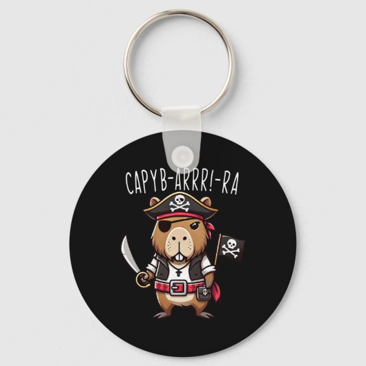 Grappige Capyb-arr-ra Pirate Capybyra Halloween Bo Sleutelhanger (Voorkant)