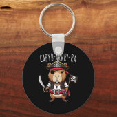 Grappige Capyb-arr-ra Pirate Capybyra Halloween Bo Sleutelhanger (Voorkant)