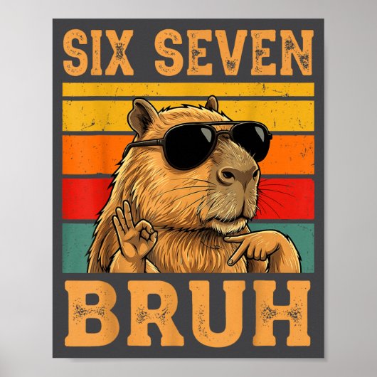Grappige Capybara 67 Meme Zes Zeven Bruh Jongens T Poster (Voorkant)