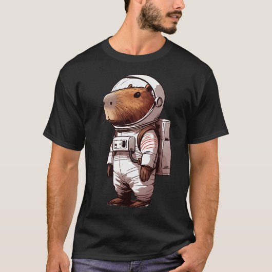 Grappige Capybara Astronaut Space T-shirt (Voorkant)