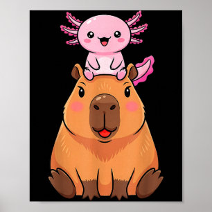 Grappige Capybara Axolotl Kawaii Kinderen Jongens Poster