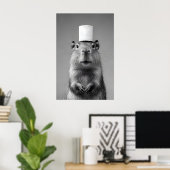 Grappige Capybara-badkamerkunstprint, toiletpapier Poster (Thuiskantoor)