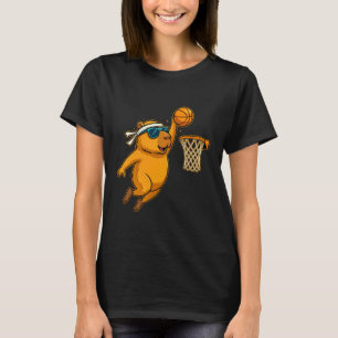 Grappige Capybara Basketbal Dunkende Dieren Sport  T-shirt