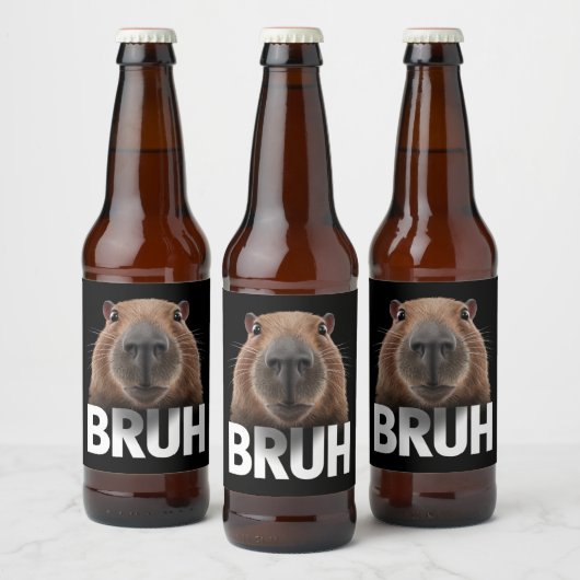 Grappige Capybara Bruh Bier Etiket (Flessen)