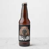 Grappige Capybara Bruh Bier Etiket (Voorkant)