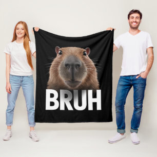Grappige Capybara Bruh Fleece Deken