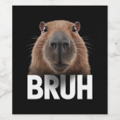 Grappige Capybara Bruh Wijn Etiket (Enkel label)