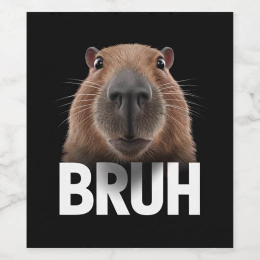 Grappige Capybara Bruh Wijn Etiket (Enkel label)
