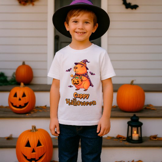 Grappige Capybara "Cappy Halloween" Cartoon T-shirt