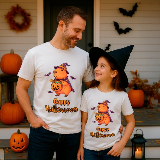 Grappige Capybara "Cappy Halloween" Cartoon T-shirt