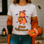 Grappige Capybara "Cappy Halloween" Cartoon T-shirt