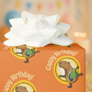 Grappige Capybara Cappy Verjaardag! Schattige Zonn Cadeaupapier