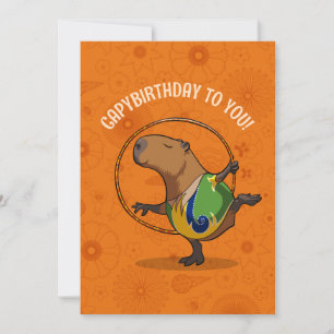 Grappige Capybara Capyverjaardag Aan Jou! Danser C Kaart