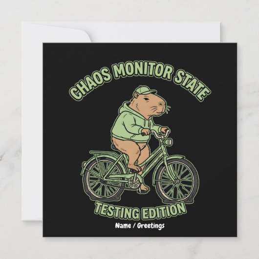 Grappige Capybara Chaos Monitor Staat Testeditie Kaart (Voorkant)