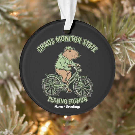 Grappige Capybara Chaos Monitor Staat Testeditie Ornament (Boom)