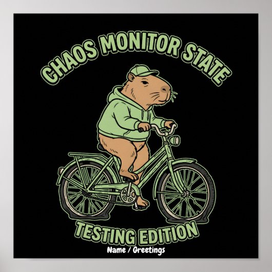 Grappige Capybara Chaos Monitor Staat Testeditie Poster (Voorkant)