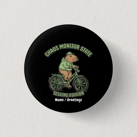 Grappige Capybara Chaos Monitor Staat Testeditie Ronde Button 3,2 Cm (Voorkant)