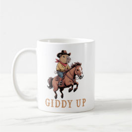 Grappige Capybara Cowboy Rijden Paard Giddy Up Koffiemok