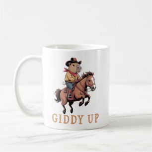 Grappige Capybara Cowboy Rijden Paard Giddy Up Koffiemok