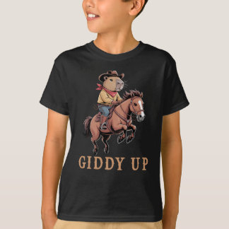 Grappige Capybara Cowboy Rijden Paard Giddy Up T-shirt