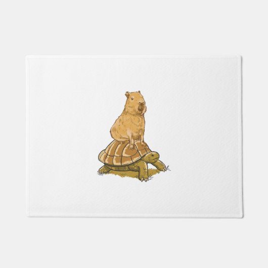Grappige Capybara Dier Schildpad Schattige Capybar Deurmat (Voorkant)