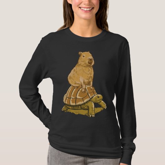 Grappige Capybara Dier Schildpad Schattige Capybar T-shirt (Voorkant)