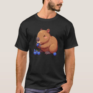 Grappige Capybara Eten Blueberry Graphic voor Frui T-shirt