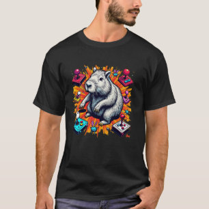 Grappige Capybara Gaming Retro Knaagdier Capybara T-shirt