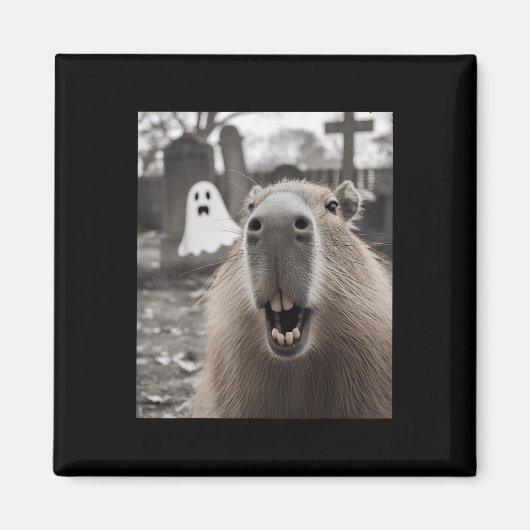 Grappige Capybara Geest Halloween Kostuum Capybara Magneet (Voorkant)