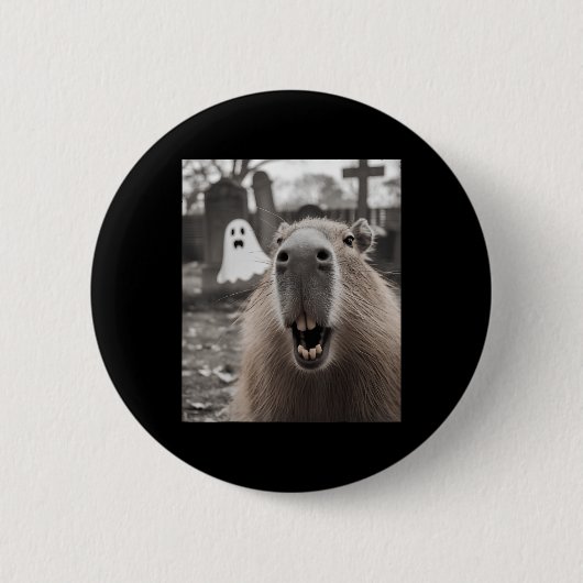 Grappige Capybara Geest Halloween Kostuum Capybara Ronde Button 5,7 Cm (Voorkant)