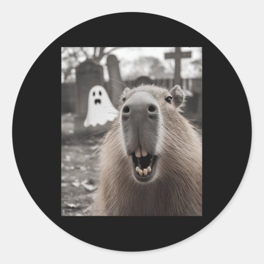 Grappige Capybara Geest Halloween Kostuum Capybara Ronde Sticker (Voorkant)