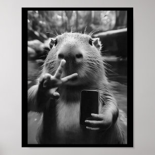 Grappige Capybara Gifts Cool Capybara Selfie Manne Poster