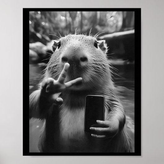 Grappige Capybara Gifts Cool Capybara Selfie Manne Poster (Voorkant)