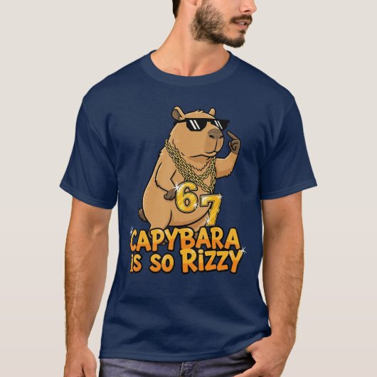 Grappige Capybara is Zo Rizzy Meme 67 grappig T-shirt (Voorkant)