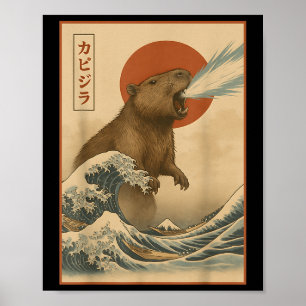 Grappige Capybara Japanse golf Capyzilla jongens m Poster